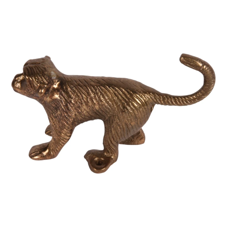 Wall hook monkey - gold - aluminum - 12 cm