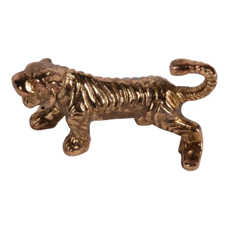 Wall hook tiger - 12 cm - gold - aluminium