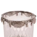 Waxinelichthouder - zilver - messing en glas - 17 cm