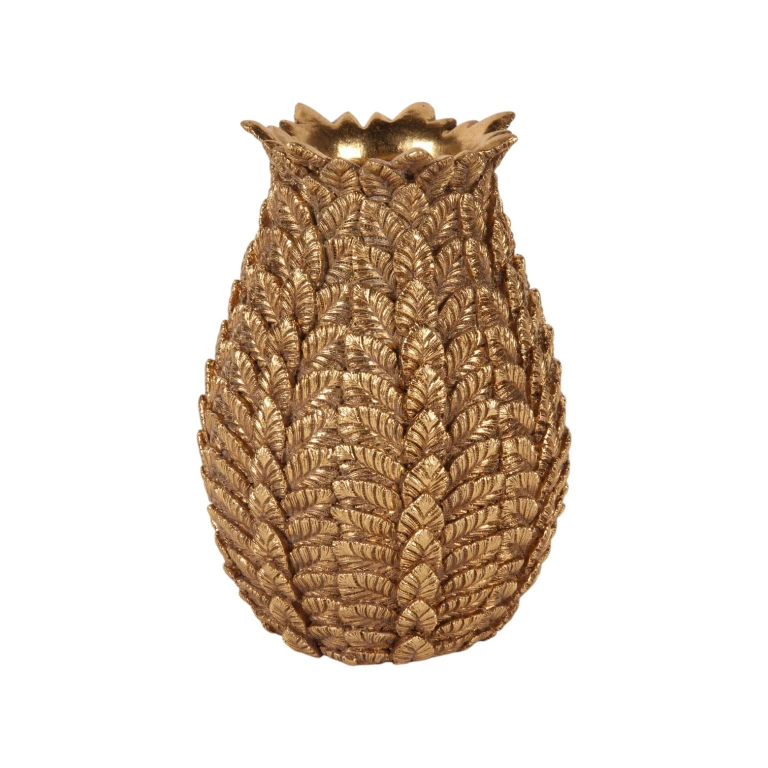 Vase Feuilles - 21 cm - or - résine synthétique