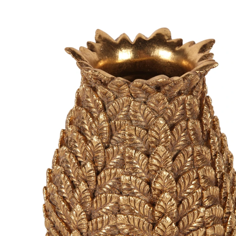 Vase Feuilles - 21 cm - or - résine synthétique