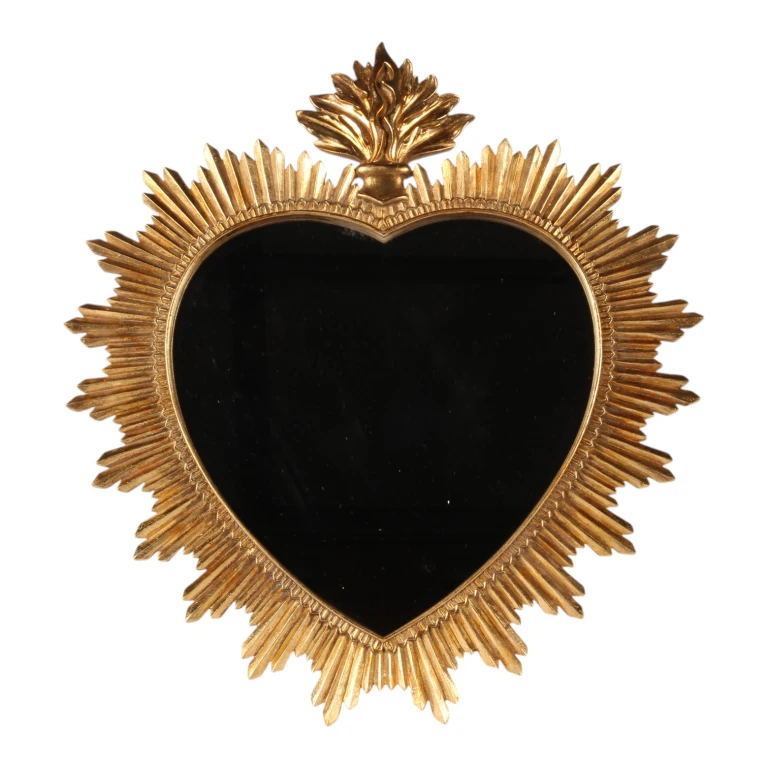 Wall Mirror Heart - Gold - 39 cm - 1 piece