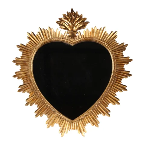 Wandspiegel hart - goud - 39 cm - 1 stuk