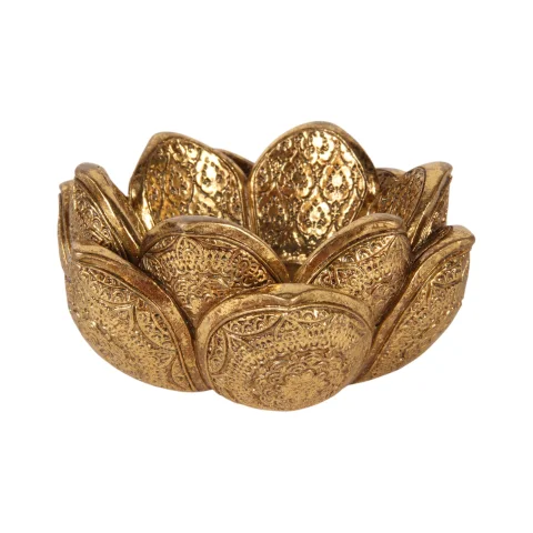 Waxinelichthouder bloem - goud - 12,3 cm