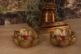 Waxinelichthouder bloem - goud - 12,3 cm