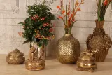 Vaas met bloemen - 30 cm - goud - kunsthars
