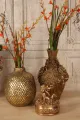 Vaas met bloemen - 30 cm - goud - kunsthars