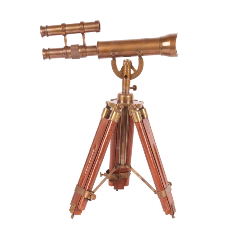 Telescope on Stand - Brown - Brass/Aluminum - 47 cm