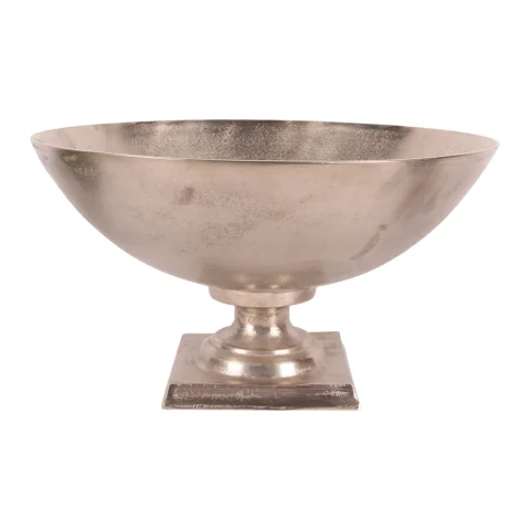 Ronde sierschaal op voet - zilver - 52 cm - 1 stuk
