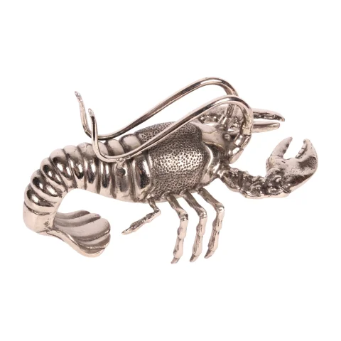 Flessenhouder kreeft - zilver - aluminium - 41 cm - 1 stuk