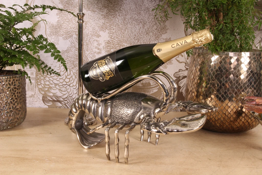 Porte-bouteille homard - argent - aluminium - 41 cm - 1 pièce