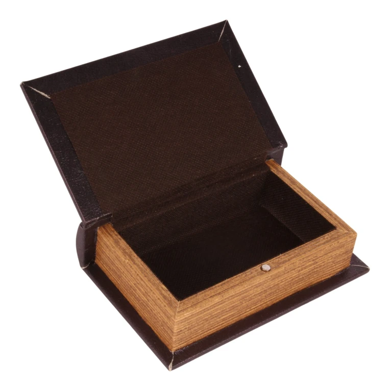 Boîte de rangement en forme de livre - 15 cm - noir - simili cuir