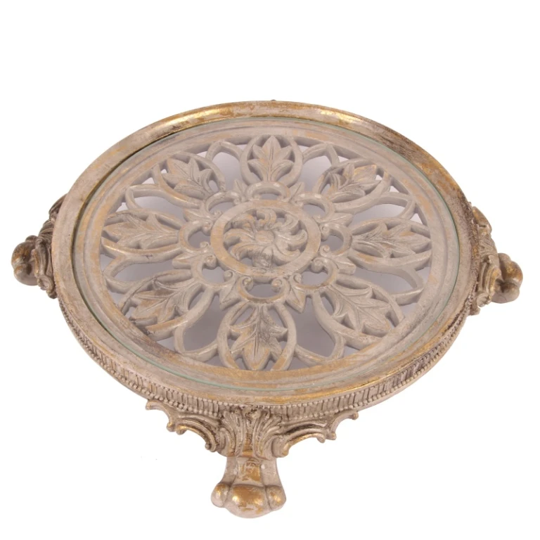 Plateau à gâteau 35 cm brun en résine synthétique - 1 pièce