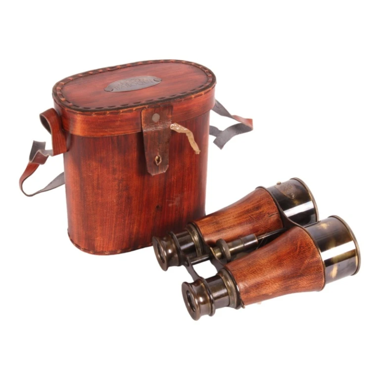 Jumelles - laiton - avec sac - 14 cm