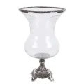 Orkaanlamp op voet - 38 cm - zilver - aluminium en glas - 1 stuk