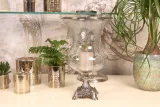 Orkaanlamp op voet - 38 cm - zilver - aluminium en glas - 1 stuk