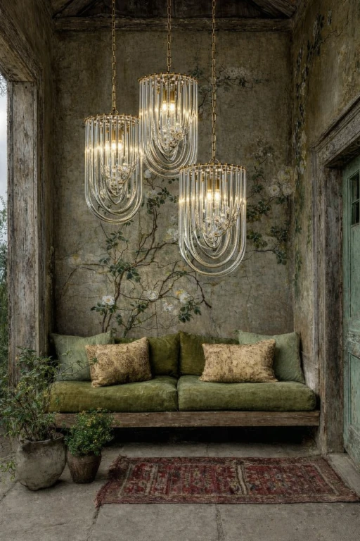 Lustre style néerlandais Chelsea 37 cm - or - fer et verre