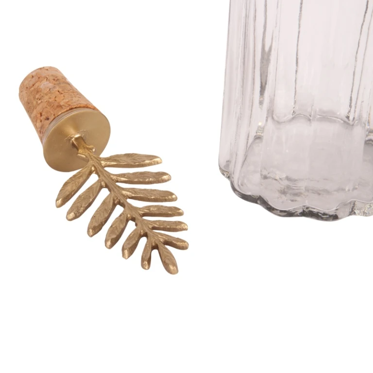 Decorative bottle with stopper - 25 cm - gold - brass and glass