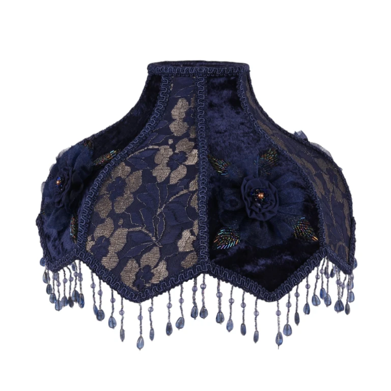 Abat-jour Victorian Dome Scallop - 33 cm - bleu - tissu