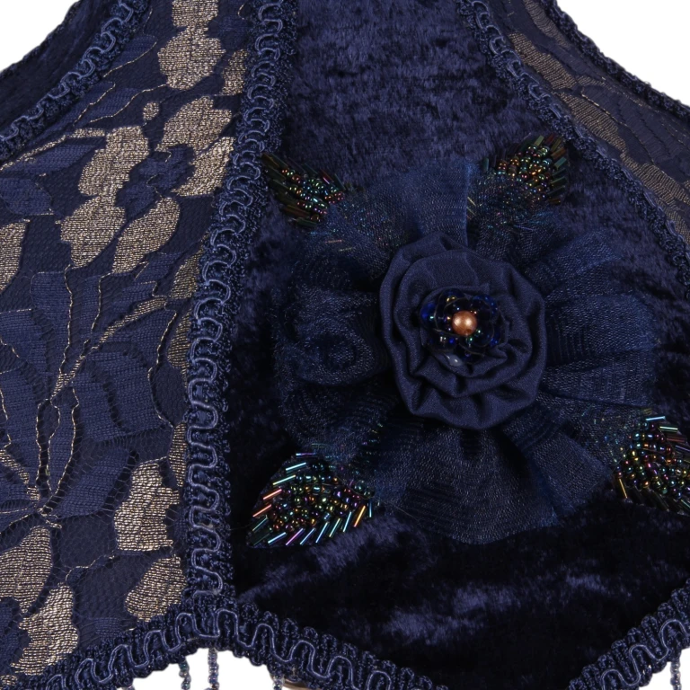 Abat-jour Victorian Dome Scallop - 33 cm - bleu - tissu