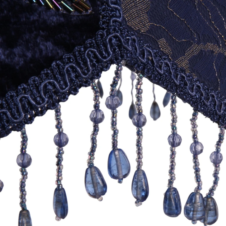 Abat-jour Victorian Dome Scallop - 33 cm - bleu - tissu
