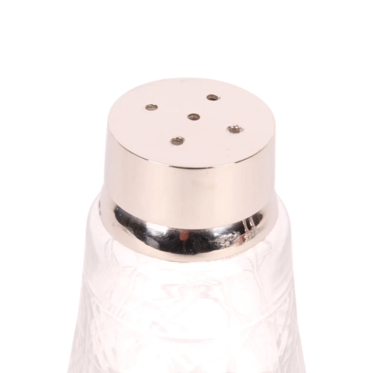 Salière - 12 cm - argent - laiton & verre