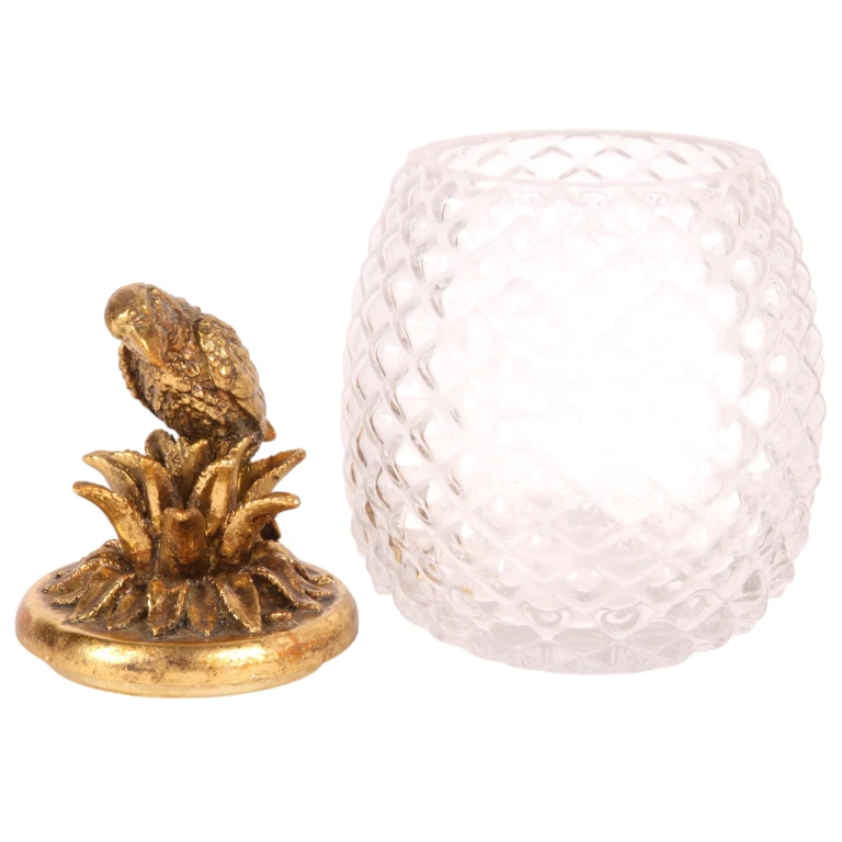 Pot de décoration avec couvercle - perroquet - or - 22 cm - 1 pièce