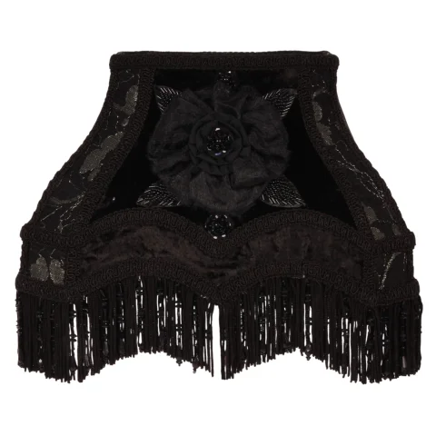 Lampenkap Victorian Rechthoek - 22 cm - zwart - stof