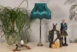 Lampenkap Victorian rechthoek - 22 cm - petrol - stof