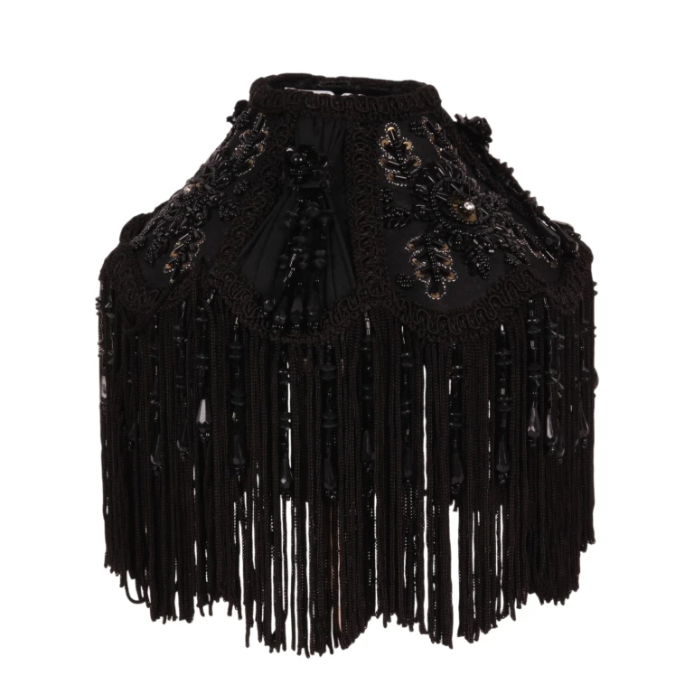 Abat-jour Victorian Dome - 18 cm - noir - tissu