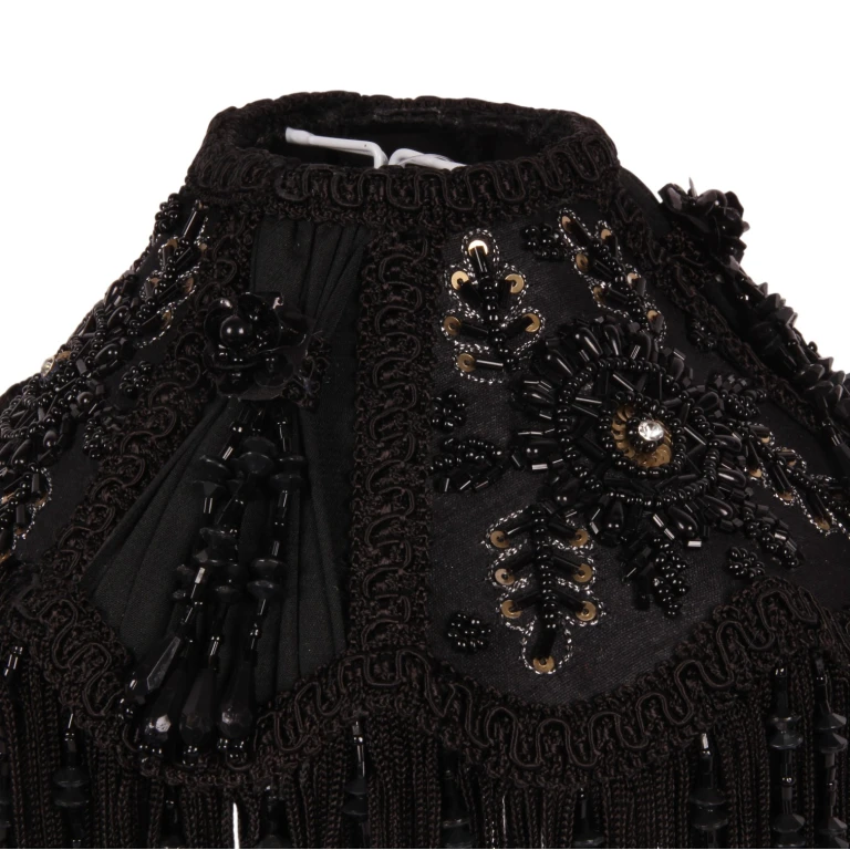 Abat-jour Victorian Dome - 18 cm - noir - tissu