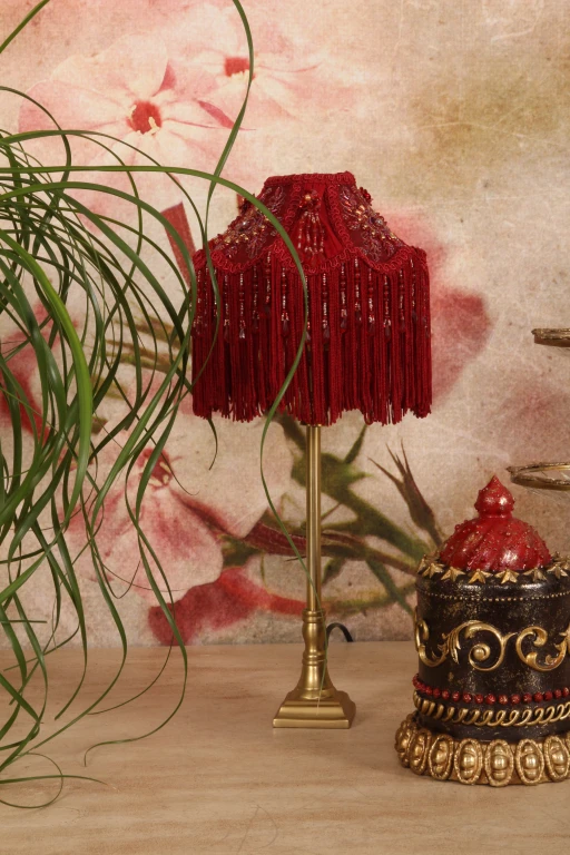 Abat-jour Victorian Dome - 18 cm - rouge - tissu