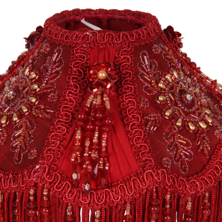 Abat-jour Victorian Dome - 18 cm - rouge - tissu