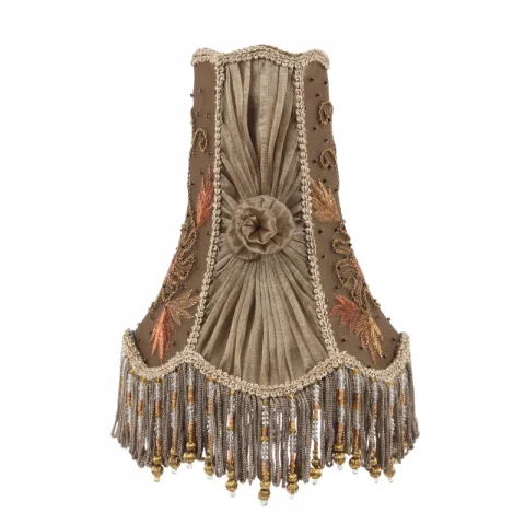 Lampenkap Victorian - 18 cm - bruin - stof