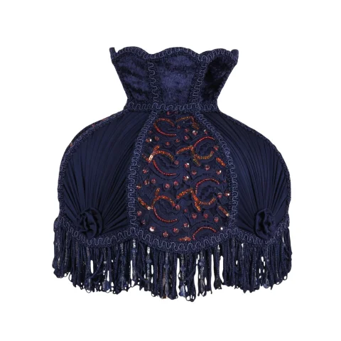 Lampenkap Victorian Dome Crown - 14 cm - blauw - stof