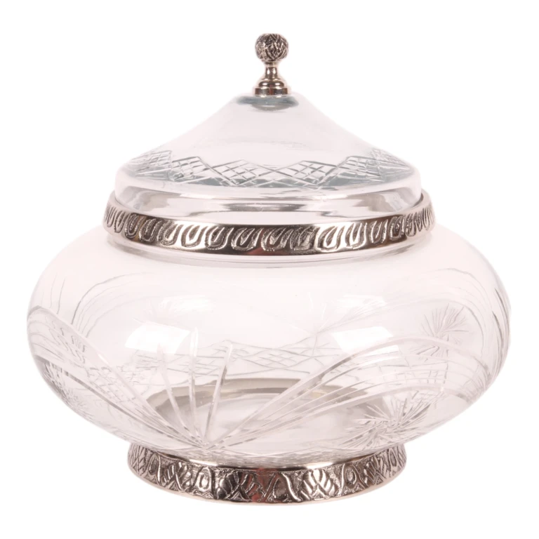 Pot de décoration avec couvercle - argent - 26 cm - 1 pièce