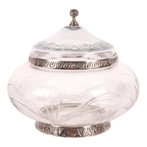 Decoratiepot met deksel - zilver - 26 cm - 1 stuk