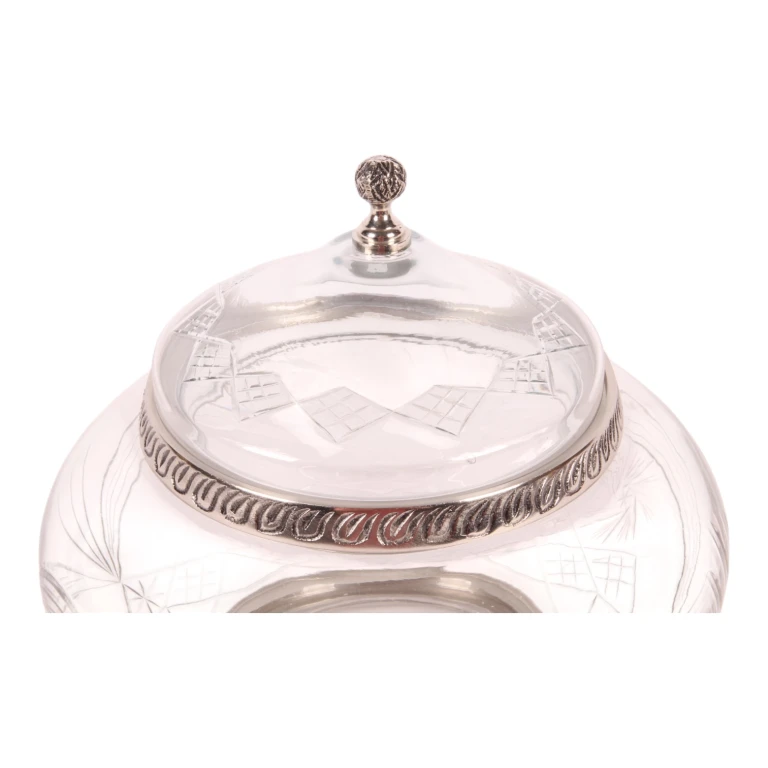 Pot de décoration avec couvercle - argent - 26 cm - 1 pièce